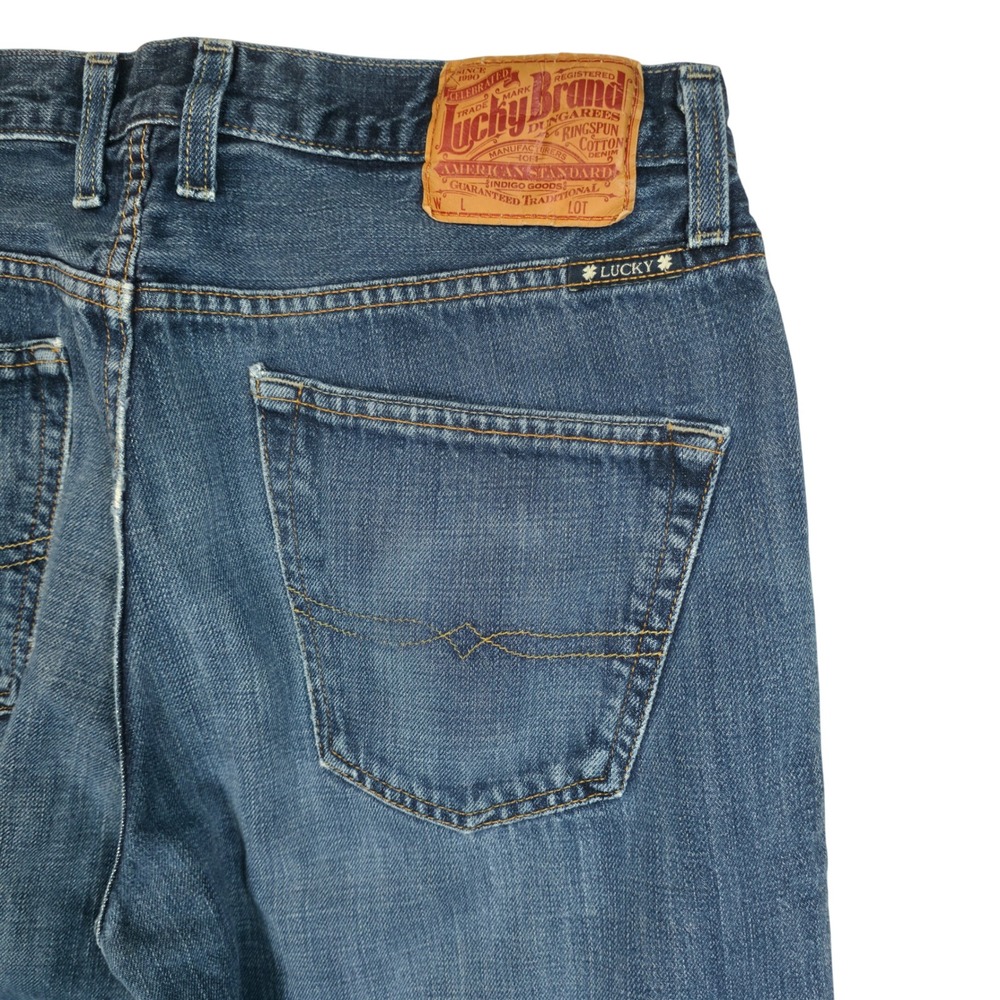 Lucky Brand 221 Original Straight Mens Blue Denim Jeans 34x32 Button Fly